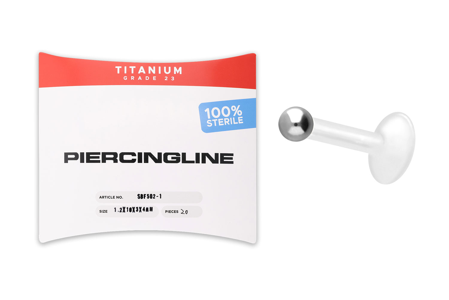 Sterilisiertes PMFK Labret Piercing + TITAN-KUGEL